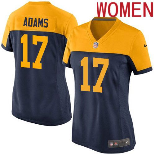 Women Green Bay Packers 17 Davante Adams Navy Blue Nike Alternate Game NFL Jersey